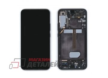 Дисплей (экран) в сборе с тачскрином для Samsung Galaxy S22 Plus SM-S906B GH82-27500A ServicePack черный с рамкой