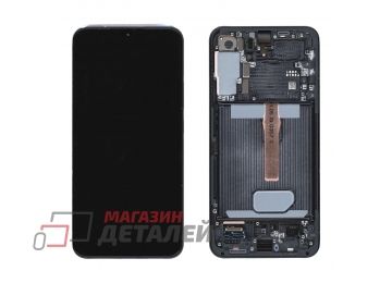 Дисплей (экран) в сборе с тачскрином для Samsung Galaxy S22 Plus SM-S906B GH82-27500C ServicePack зеленый с рамкой