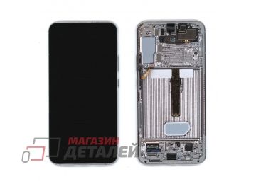 Дисплей (экран) в сборе с тачскрином для Samsung Galaxy S22 Plus SM-S906B GH82-27500B ServicePack голубой с рамкой