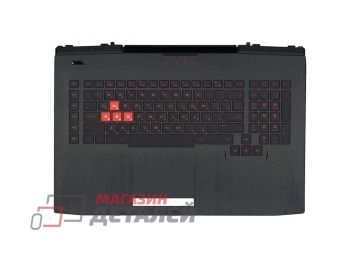 Клавиатура (топ-панель) для ноутбука HP Omen 17-AN черная с черным топкейсом