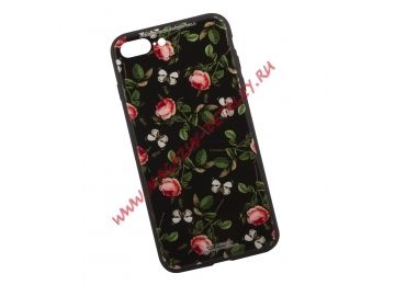 Чехол для Apple iPhone 7 Plus WK Azure Stone Series Glass Protective Case красные розы на черном