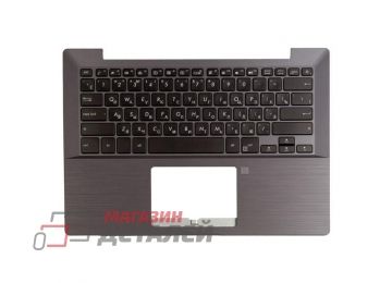 Клавиатура (топ-панель) для ноутбука Asus P5440UA черная со стальным топкейсом, с подсветкой (с разбора)