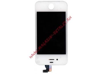 Дисплей (экран) в сборе с тачскрином для Apple iPhone 4 белый (Premium LCD)