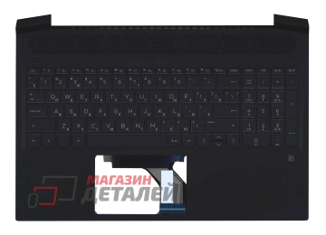 Клавиатура (топ-панель) для ноутбука HP Pavilion Gaming 16-A черная с черным топкейсом