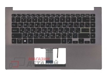Клавиатура (топ-панель) для ноутбука Asus X421JQ черная с серым топкейсом