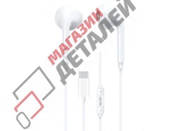 Гарнитура WK YA02 USB Type-C вкладыши, регулятор громкости 1.2м белая