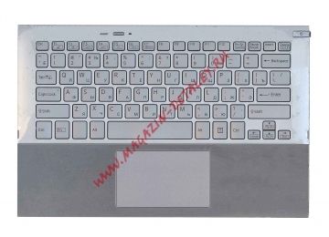 Клавиатура (топ-панель) для ноутбука SONY SVP11 Vaio Pro 11 серебристая с серебристым топкейсом