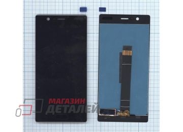 Дисплей (экран) в сборе с тачскрином для Nokia 3 черный (Premium LCD)