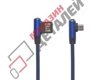 USB кабель "LP" Micro USB оплетка Т-порт 1м синий