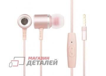 Гарнитура Langsdom M400 Metal In-Ear Headphones розовая, коробка
