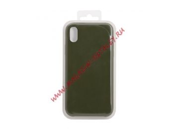 Силиконовый чехол для iPhone Xr  Silicone Case (темно-зеленый, блистер) 48