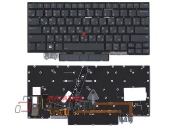 Клавиатура для ноутбука Lenovo ThinkPad X1 Yoga Gen 7 черная с подсветкой и трекпойнтом