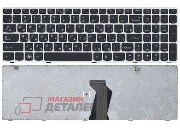Клавиатура для ноутбука Lenovo Ideapad G580 G585 Z580 черная с белой рамкой