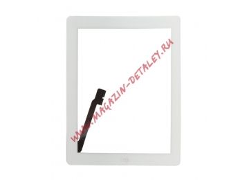Сенсорное стекло (тачскрин) для Apple iPad 3 с кнопкой Home AAA белый