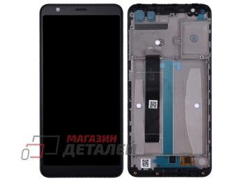 Дисплей (экран) в сборе с тачскрином для Asus ZenFone Max Plus (M1) черный с рамкой