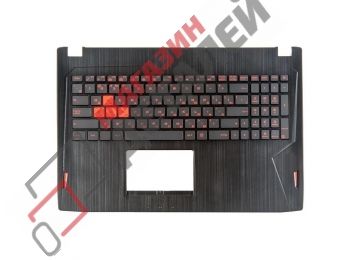 Клавиатура (топ-панель) для ноутбука Asus GL502VY черная с черным топкейсом, с подсветкой, с динамиками и креплением под HDD