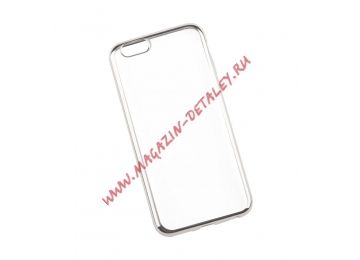 Силиконовый чехол LP для Apple iPhone 6, 6s TPU прозрачный с серебряной хром рамкой