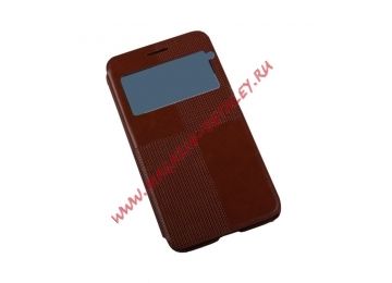 Чехол из эко – кожи HOCO Crystal Fashion Leather Case для Samsung Galaxy Alpha раскладной, коричневый