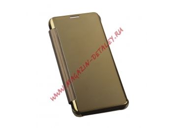 Чехол из эко – кожи Clear View Cover для Samsung Galaxy S6 Edge Plus золотой, полупрозрачный