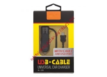 Автомобильная зарядка LDNIO 1 USB выход 2,1А + кабель Micro USB DL-C25 черное, коробка