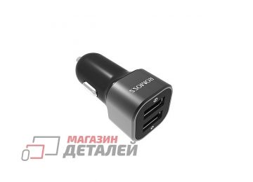 Универсальная автомобильная зарядка ROMOSS AM12 12W с 2 USB-портами на 5V 2.4A 1A черная