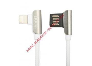 USB кабель HOCO U42 Exquisite Steel Lightning Charging Data Cable (L=1,2M) (белый)