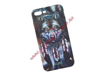 Защитная крышка для iPhone 8 Plus/7 Plus "KUtiS" Animals OK-6 Волк (синяя)