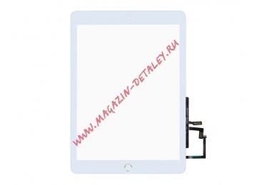 Сенсорное стекло (тачскрин) для Apple iPad Air, iPad 9.7" (2017) + золотая кнопка HOME белое
