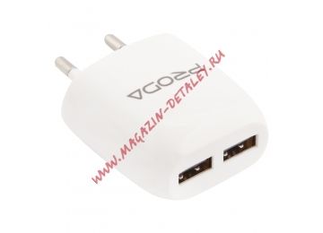 Блок питания (сетевой адаптер) PRODA Wall Charger RP-U21 2 USB выхода + кабель для Apple 8 pin 2,1А белый