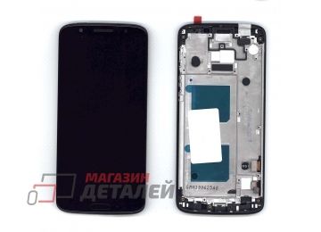 Дисплей (экран) в сборе с тачскрином для Motorola Moto G6 черный с рамкой