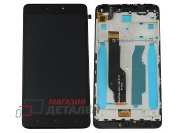 Дисплей (экран) в сборе с тачскрином для Xiaomi Redmi Note 4X черный с рамкой (Premium LCD)
