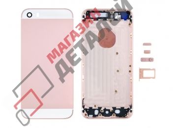 Задняя крышка аккумулятора для iPhone SE (розовое золото) класс AAA (Amperin)