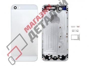 Задняя крышка аккумулятора для iPhone SE (серебро) класс AAA (Amperin)