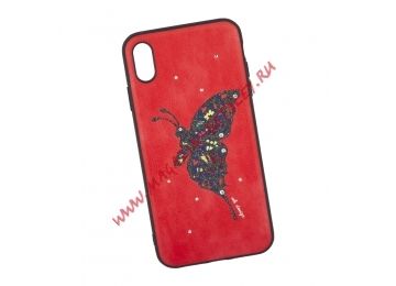 Чехол для iPhone Xs Max WK-Fancy Diamond Series Case "Бабочка" (красный)