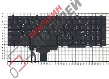 Клавиатура для ноутбука Dell Latitude E5550 E5570 черная без рамки и без подсветки, плоский Enter