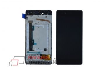 Дисплей (экран) в сборе с тачскрином для Lenovo Vibe Shot черный с рамкой