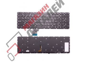 Клавиатура для ноутбука Lenovo Y50-70 черная без рамки с красной подсветкой