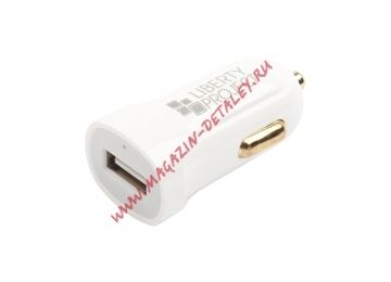 Автомобильная зарядка LP с USB выходом + кабель USB Type-C 2.1A белая, европакет