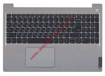 Клавиатура (топ-панель) для ноутбука Lenovo IdeaPad 3-15ARE 3-15IML 3-15IIL черная с серым топкейсом