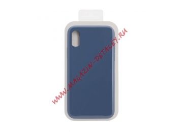 Силиконовый чехол для iPhone Xs "Silicone Case" (темно-синий, блистер)