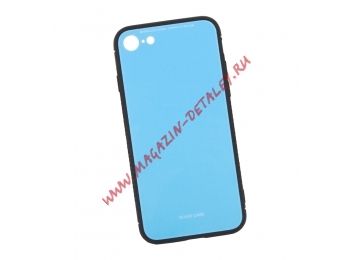 Защитная крышка "LP" для iPhone 7/8 "Glass Case" (голубое стекло/коробка)