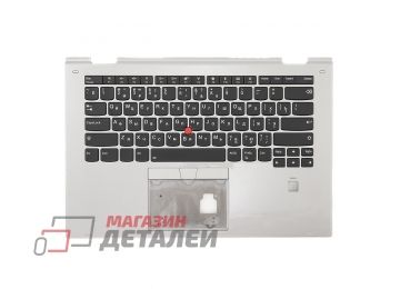 Клавиатура (топ-панель) для ноутбука Lenovo Thinkpad Yoga X1 2nd Gen черная с серебристым топкейсом