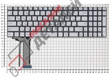 Клавиатура для ноутбука Asus N551 серая с подсветкой