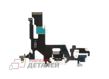 Шлейф с разъемом зарядки и микрофоном для iPhone 11 белый