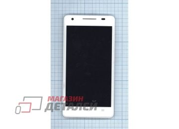 Дисплей (экран) в сборе с тачскрином для Huawei Honor 3 белый c рамкой