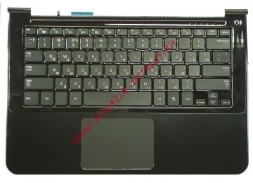 Клавиатура (топ-панель) для ноутбука Samsung 900X3A черная с черным топкейсом