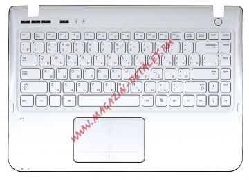 Клавиатура (топ-панель) для ноутбука Samsung SF310 SF311 белая с белым топкейсом