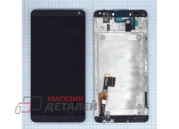 Дисплей (экран) в сборе с тачскрином для HTC One Max черный с рамкой