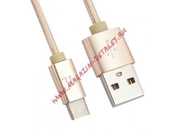 USB кабель HOCO X2 Knitted Charging Cable Type-C (L=1M) (золотой)