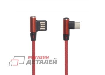 USB кабель "LP" Type-C оплетка Т-порт 1м красный